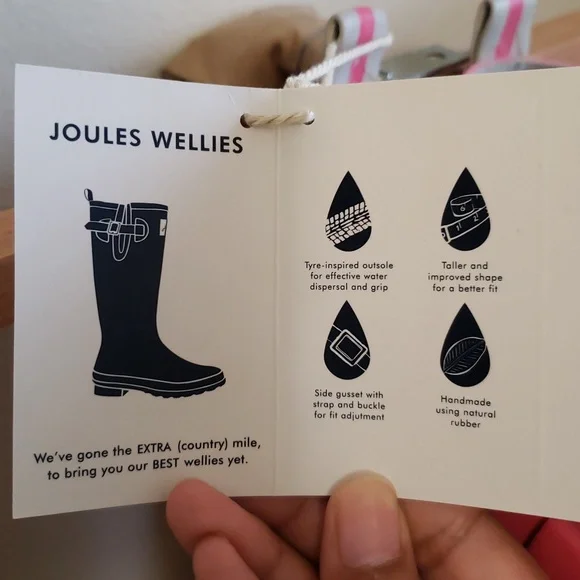 Joules Womans Pink W/ White Floral Print Rain Boots - Picture 10 of 11